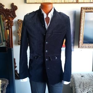 H&M black Velvet button up jacket 36R